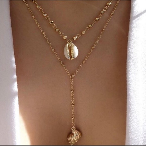 FINAL PRICE—Cowrie & Golden Sea Shell Necklace!! - Picture 2 of 5